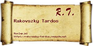 Rakovszky Tardos névjegykártya